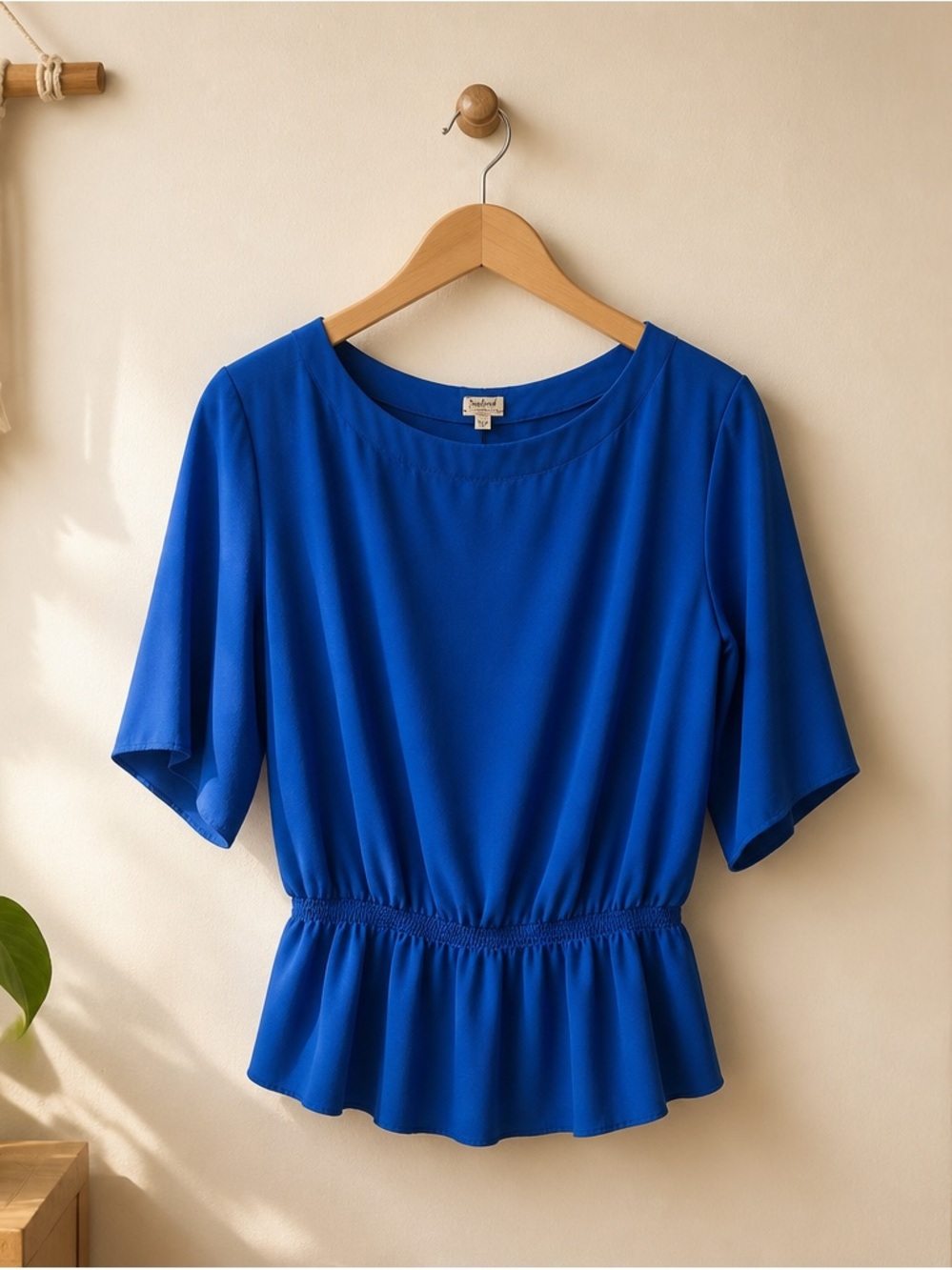 Wilfred Cobalt Blue Short Sleeve Peplum Blouse